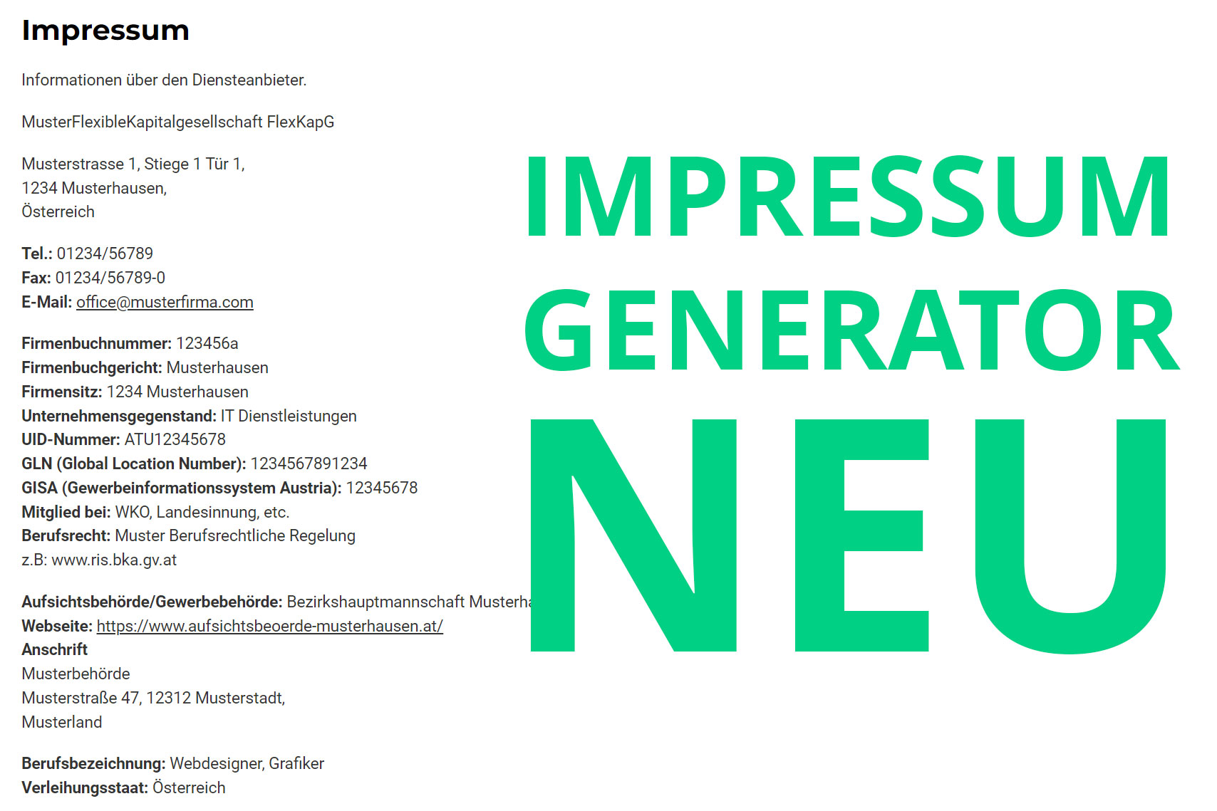 Der neue Impressum Generator Österreich von AdSimple