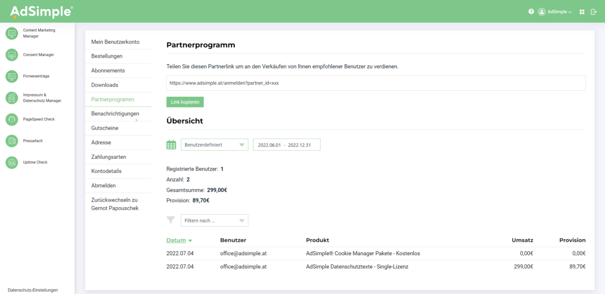 AdSimple Partnerprogramm